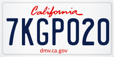 CA license plate 7KGP020