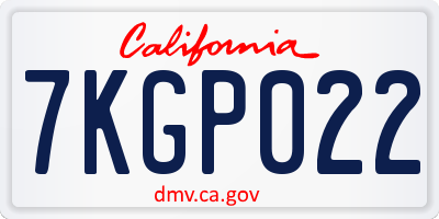 CA license plate 7KGP022