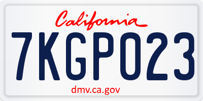 CA license plate 7KGP023