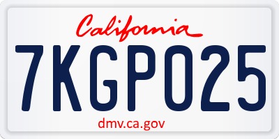 CA license plate 7KGP025