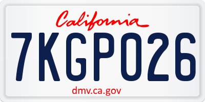 CA license plate 7KGP026