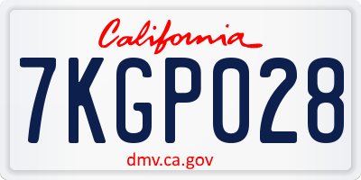 CA license plate 7KGP028