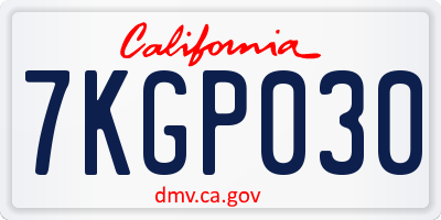 CA license plate 7KGP030