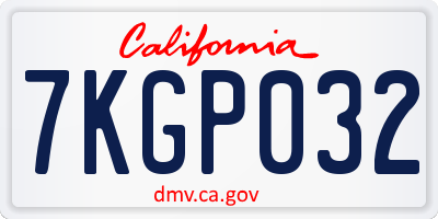 CA license plate 7KGP032