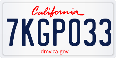 CA license plate 7KGP033
