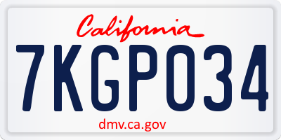 CA license plate 7KGP034