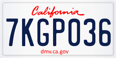 CA license plate 7KGP036