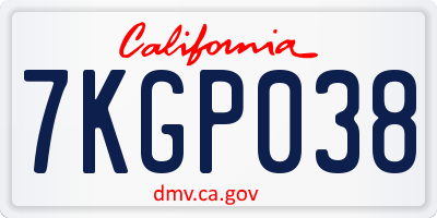 CA license plate 7KGP038