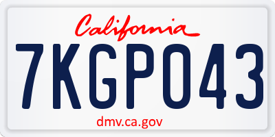 CA license plate 7KGP043