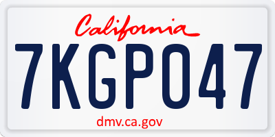 CA license plate 7KGP047