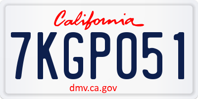 CA license plate 7KGP051
