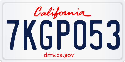 CA license plate 7KGP053