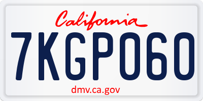 CA license plate 7KGP060