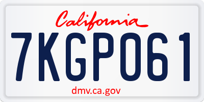 CA license plate 7KGP061