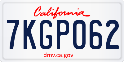 CA license plate 7KGP062