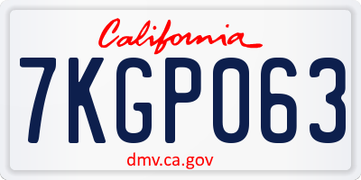 CA license plate 7KGP063