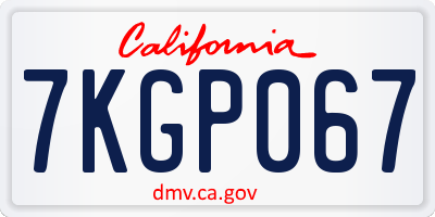 CA license plate 7KGP067