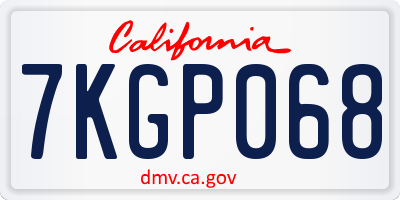 CA license plate 7KGP068