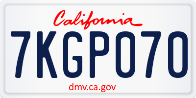CA license plate 7KGP070