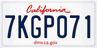 CA license plate 7KGP071