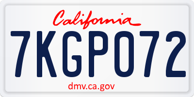 CA license plate 7KGP072