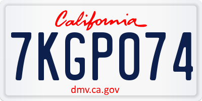 CA license plate 7KGP074