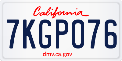 CA license plate 7KGP076