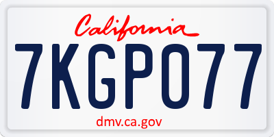 CA license plate 7KGP077