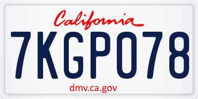 CA license plate 7KGP078