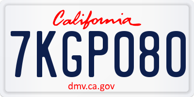 CA license plate 7KGP080
