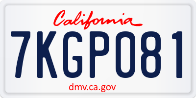 CA license plate 7KGP081
