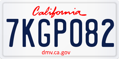 CA license plate 7KGP082