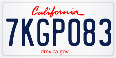 CA license plate 7KGP083