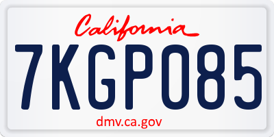 CA license plate 7KGP085