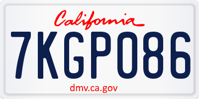 CA license plate 7KGP086
