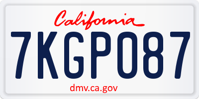 CA license plate 7KGP087