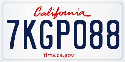 CA license plate 7KGP088