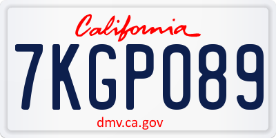 CA license plate 7KGP089