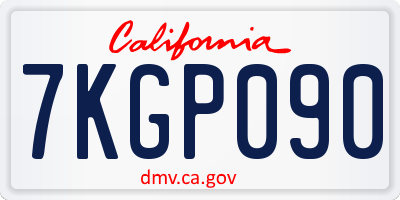 CA license plate 7KGP090