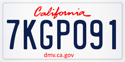 CA license plate 7KGP091