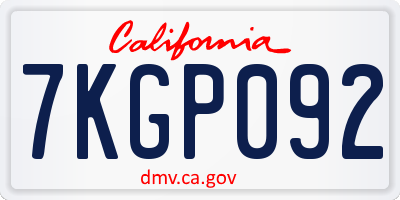 CA license plate 7KGP092