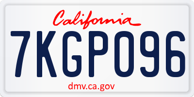 CA license plate 7KGP096