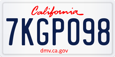 CA license plate 7KGP098