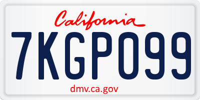 CA license plate 7KGP099