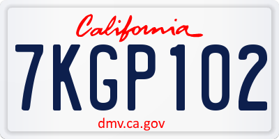 CA license plate 7KGP102