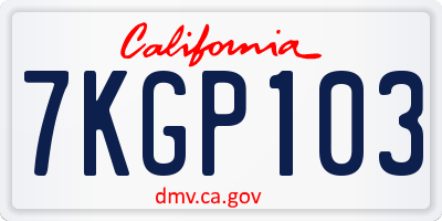 CA license plate 7KGP103