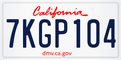 CA license plate 7KGP104