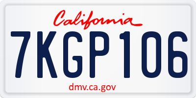 CA license plate 7KGP106
