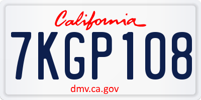 CA license plate 7KGP108