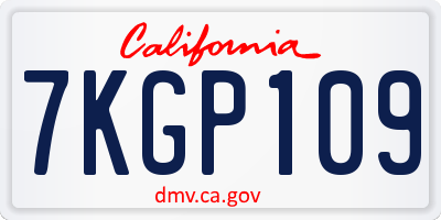 CA license plate 7KGP109